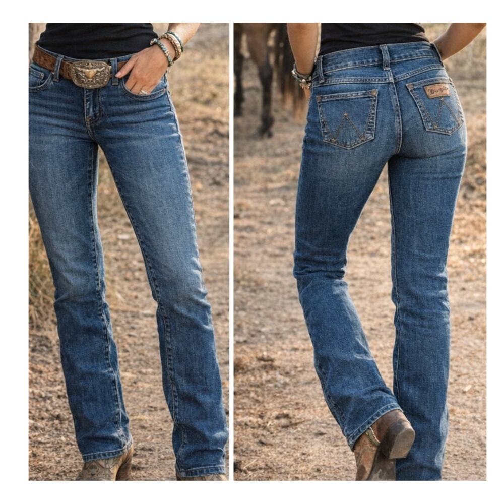 Wrangler Retro Slim Straight Jeans 32x32 Medium Wash Stretch Western